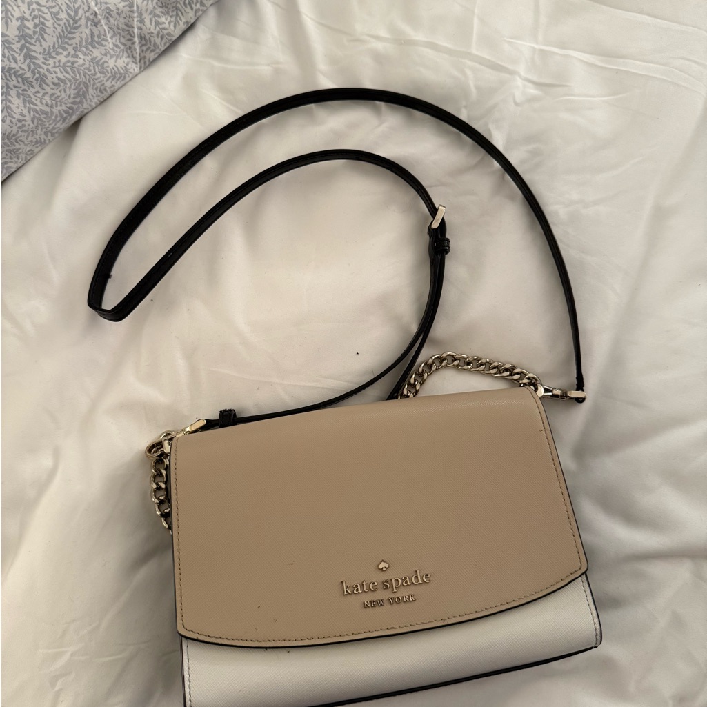 Kate Spade Tan And White Crossbody Bag